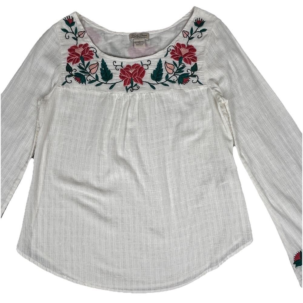 Lucky Brand Womens XS cotton gauze peasant top